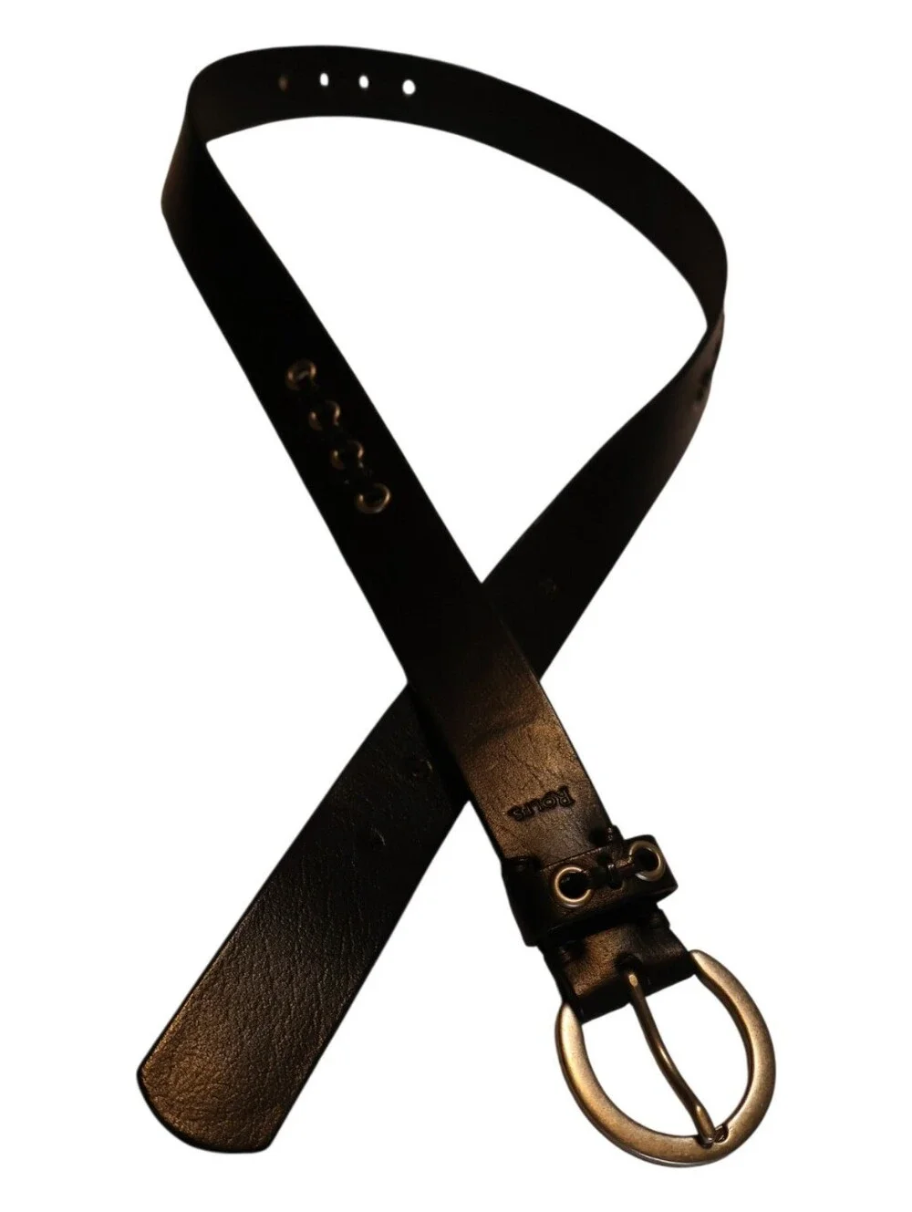 Vintage 90s Rolfs Black Leather Belt with Chain Detail Size Large